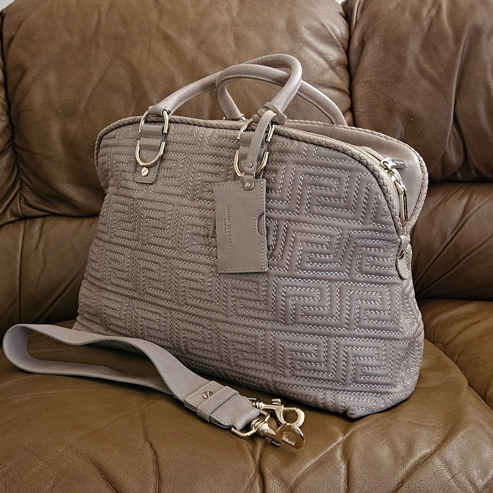 Versace Tan Quilted High-End Luxury Designer Handbag (LIMITED EDITION MODEL)